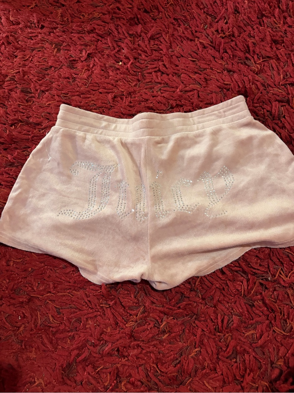 Light Pink juicy couture Velour Rhinestone Shorts